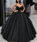 Afbeelding in Gallery-weergave laden, Strapless Bodice Corset Black Organza Ball Gowns Wedding Dresses
