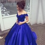 Load image into Gallery viewer, Elegant V Neck Lace Off Shoulder Ball Gowns Satin Dress For Wedding
