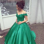 Load image into Gallery viewer, Elegant V Neck Lace Off Shoulder Ball Gowns Satin Dress For Wedding
