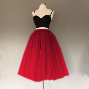 A Line Two Piece Homecoming Dresses Short Tulle Prom Gowns