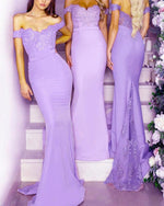 Cargar imagen en el visor de la galería, Lilac-Bridesmaid-Dresses-Long-Mermaid-Formal-Gowns
