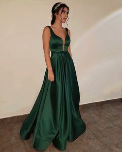 Simple-Long-Satin-V-neck-Prom-Dresses-2019