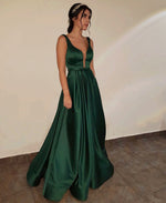 Cargar imagen en el visor de la galería, Emerald-Green-Evening-Gowns-Long-Satin-Prom-Dresses-2019

