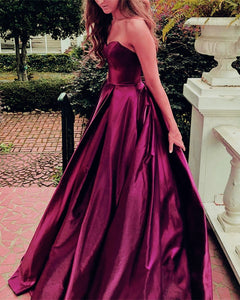 Sweetheart Ball Gowns Satin Prom Dresses 2019
