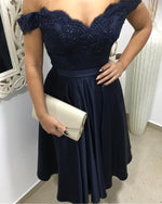 Cargar imagen en el visor de la galería, Short-V-neck-Homecoming-Dresses-Off-The-Shoulder-Cocktail-Dress-Elegant
