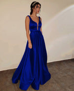 Load image into Gallery viewer, Royal-Blue-Formal-Dresses-Long-Satin-Prom-Gowns-2019
