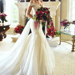 Afbeelding in Gallery-weergave laden, Sexy Off Shoulder V Neck Tulle Mermaid Wedding Dresses 2017
