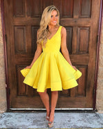 Load image into Gallery viewer, Short Yellow Homecoming Dresses
