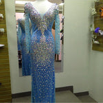 Load image into Gallery viewer, Long Sleeves Crystal Mermaid Prom Dresses 2017

