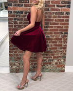 Cargar imagen en el visor de la galería, Wine-Red-Prom-Dresses-Short-Mini-Cocktail-Dress
