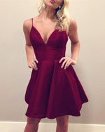 Load image into Gallery viewer, Maroon-Homecoming-Dresses-Short-Semi-Formal-Dress-For-Party
