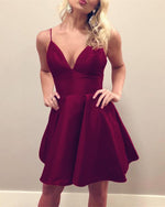 Load image into Gallery viewer, Short-Homecoming-Dresses-Burgundy-Graduation-Dress
