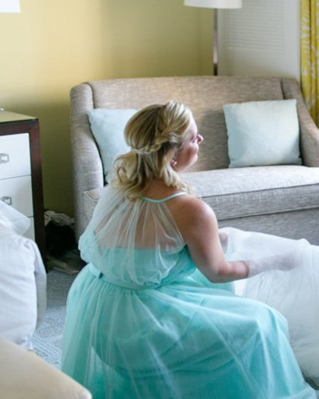 Halter Top Tulle Floor Length Bridesmaid Dresses For Weddings