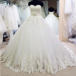 Load image into Gallery viewer, Romantic Sweetheart Crystal Beading Sashes Lace Wedding Dresses Ball Gowns 2017
