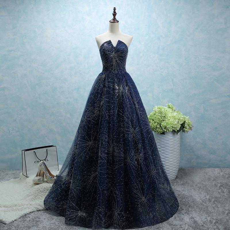 strapless long tulle ball gowns evening dresses with sequins