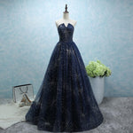 Load image into Gallery viewer, strapless long tulle ball gowns evening dresses with sequins
