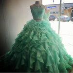 Load image into Gallery viewer, Two Piece Quinceanera Dresses Ball Gowns Organza Layered With Lace Crop
