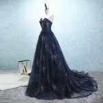 Load image into Gallery viewer, strapless long tulle ball gowns evening dresses with sequins
