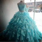 Load image into Gallery viewer, Two Piece Quinceanera Dresses Ball Gowns Organza Layered With Lace Crop
