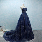 Load image into Gallery viewer, strapless long tulle ball gowns evening dresses with sequins
