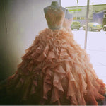 Load image into Gallery viewer, Two Piece Quinceanera Dresses Ball Gowns Organza Layered With Lace Crop
