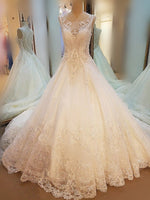 Load image into Gallery viewer, Lace Embroidery Wedding Dresses Ball Gowns With Illusion Back
