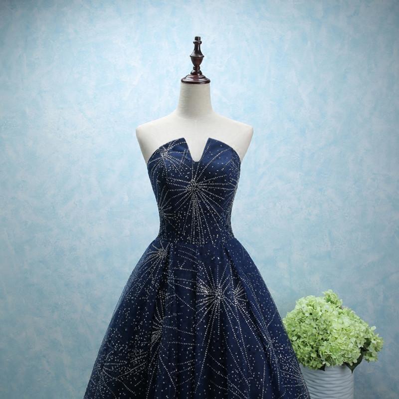 strapless long tulle ball gowns evening dresses with sequins