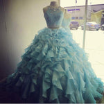 Load image into Gallery viewer, Two Piece Quinceanera Dresses Ball Gowns Organza Layered With Lace Crop

