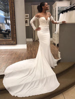 Load image into Gallery viewer, Illusion Neckline Lace Long Sleeves Mermaid Wedding Dresses
