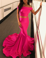 Load image into Gallery viewer, Two Piece Prom Dresses Mermaid Off The Shoulder Evening Gowns
