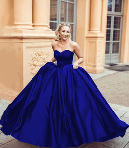 Sweetheart Bodice Corset Satin Prom Ball Gown Dresses