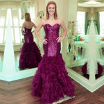 Load image into Gallery viewer, Fully Sequin Sweetheart Organza Ruffles Mermaid Evening Gowns 2017
