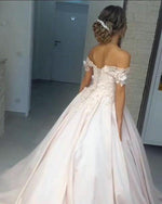 Load image into Gallery viewer, Beautiful Lace Off The Shoulder Ball Gown Satin Dresses
