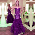 Load image into Gallery viewer, Fully Sequin Sweetheart Organza Ruffles Mermaid Evening Gowns 2017

