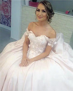 Load image into Gallery viewer, Beautiful Lace Off The Shoulder Ball Gown Satin Dresses
