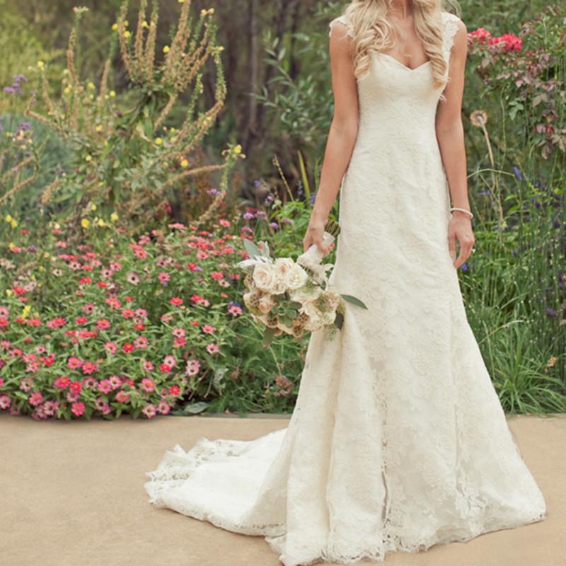 Ivory Lace Sweetheart Boho Wedding Dresses With Detachable Straps