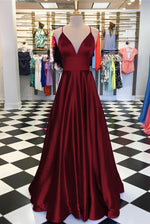 Load image into Gallery viewer, Long Prom Dresses 2019 Satin V-neck Floor Length Evening Gowns
