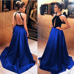 Load image into Gallery viewer, Royal-Blue-Prom-Dresses-2019-Halter-Evening-Gowns
