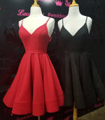 Load image into Gallery viewer, Short Spaghetti Straps V-neck Satin Homecoming Dresses
