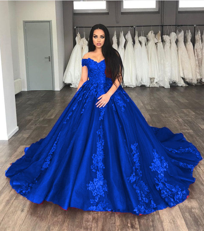 Lace Appliques Off Shoulder Organza And Tulle Quinceanera Dresses