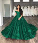 Load image into Gallery viewer, Lace Appliques Off Shoulder Organza And Tulle Quinceanera Dresses
