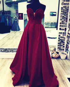 A-line Floor Length Taffeta Sweetheart Prom Long Dresses
