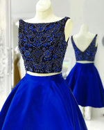 Cargar imagen en el visor de la galería, Royal-Blue-Homecoming-Dresses-Two-Piece-Prom-Gowns
