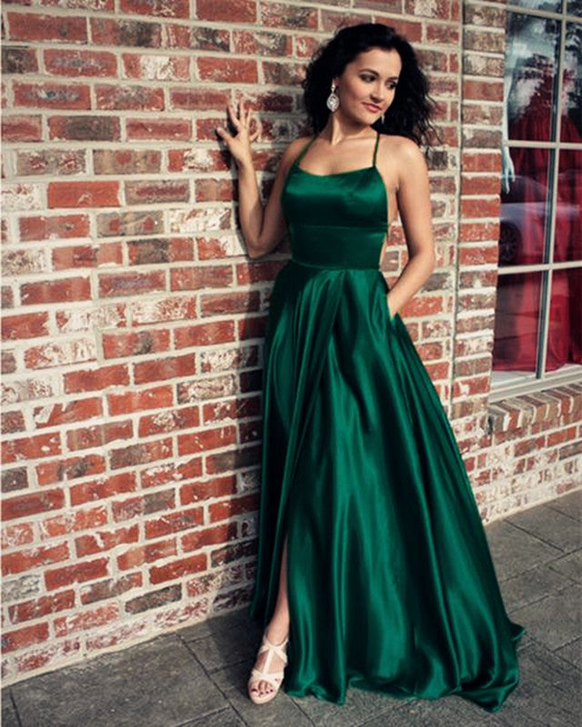 Sexy Prom Long Dresses Leg Split Evening Gown With Open Back coloredwedding Sexy Prom Long Dresses Leg Split Evening Gown With Open Back coloredwedding