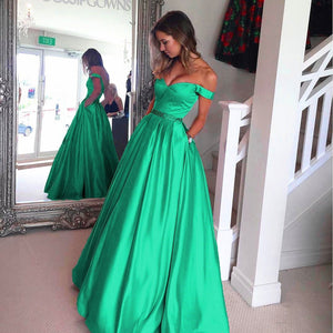 Turquoise Blue Satin Long Evening Prom Dresses Ball Gowns 2017