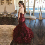 Load image into Gallery viewer, Fully Sequin Sweetheart Organza Ruffles Mermaid Evening Gowns 2017
