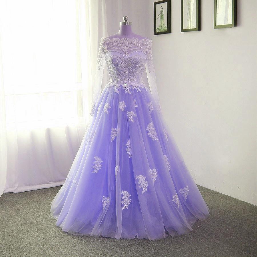 Off The Shoulder Tulle Floor Length Wedding Dresses Lace Appliques
