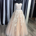 Load image into Gallery viewer, sweetheart lace embroidery champagne wedding dresses ball gowns 2017
