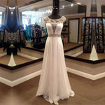 Load image into Gallery viewer, white chiffon golden beaded evening dress long prom dress 2017
