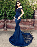 Load image into Gallery viewer, Navy-Blue-Bridesmaid-Dress
